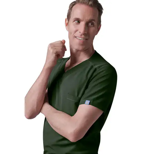 Men's scrub top in Highland Green